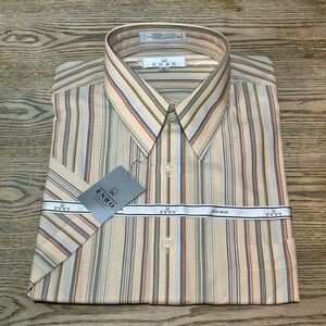 ENRO Short Sleeve Stripe Button-Downed Shirt Mens Size Large